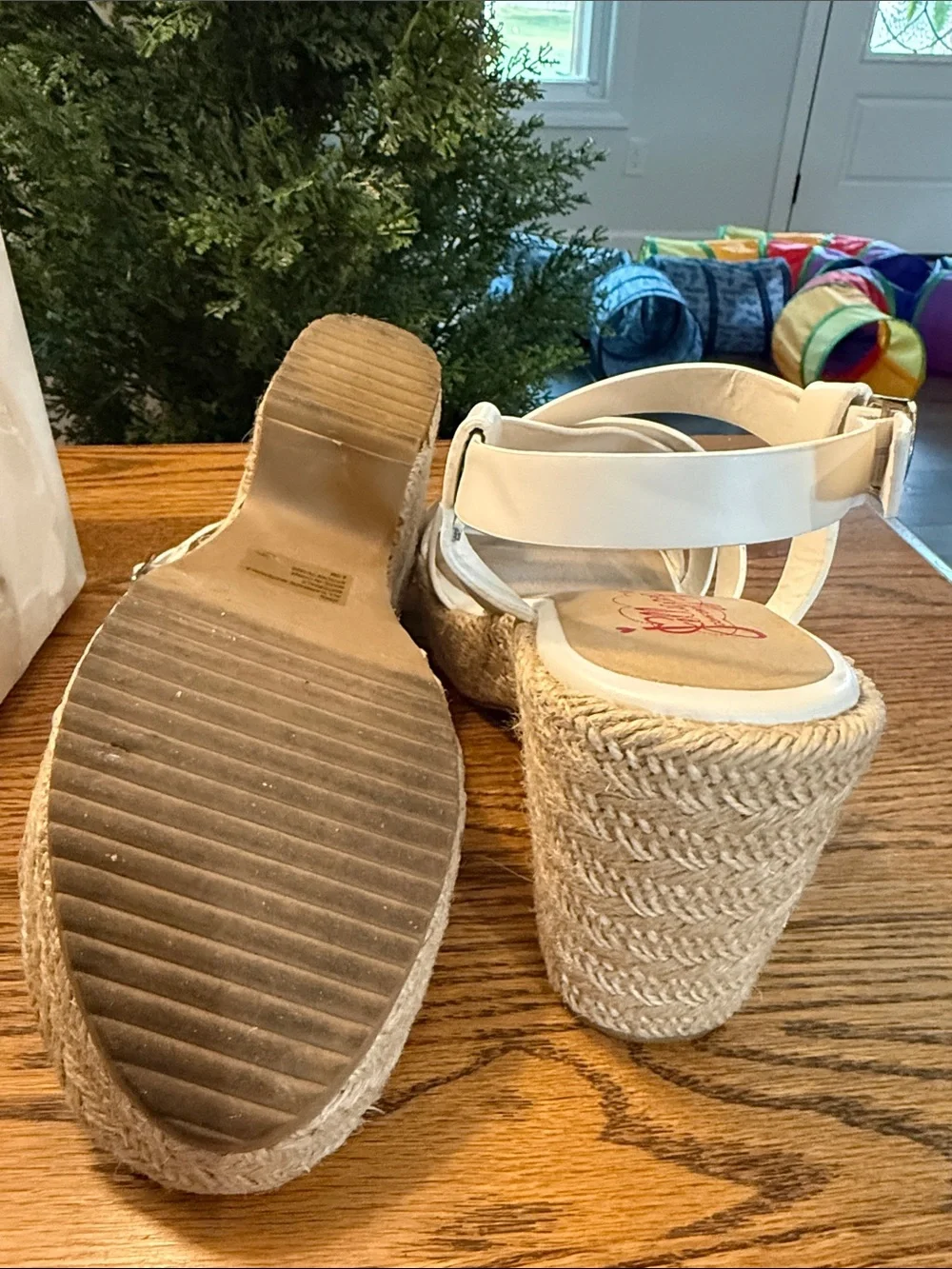 White Strappy Platform Wedge Sandals